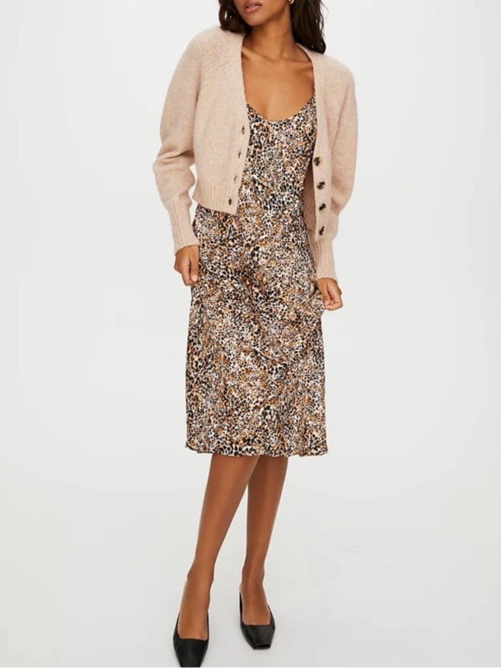 Aritzia Wilfred Leopard-Print Slip Dress